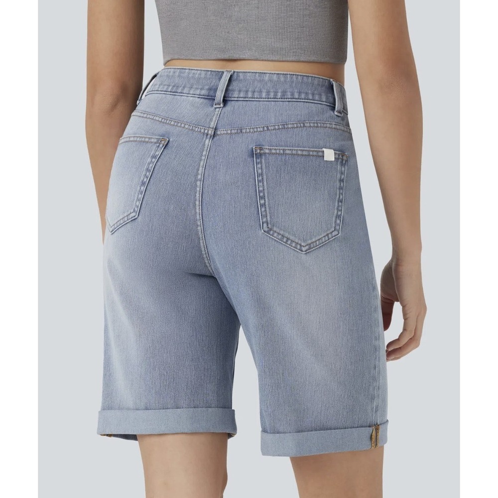 NWT Halara Jean High Waisted 5-pocket Bermuda Shorts 90s Coastal sz L (12-14) - Picture 2 of 7